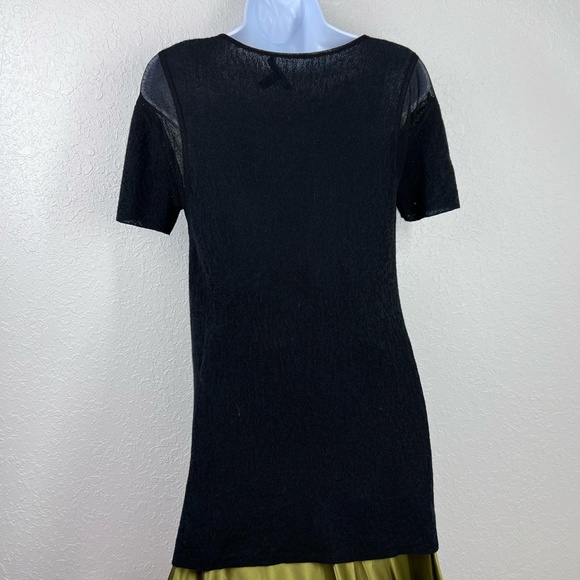 Eileen Fisher Knit black blouse, sheer accent at shoulders, Black, S - Picture 3 of 6